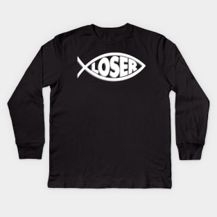 'Loser' Slacker 90s Jesus fish Kids Long Sleeve T-Shirt